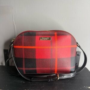 kate spade Red and Black Plaid Crossbody with Orange Accent